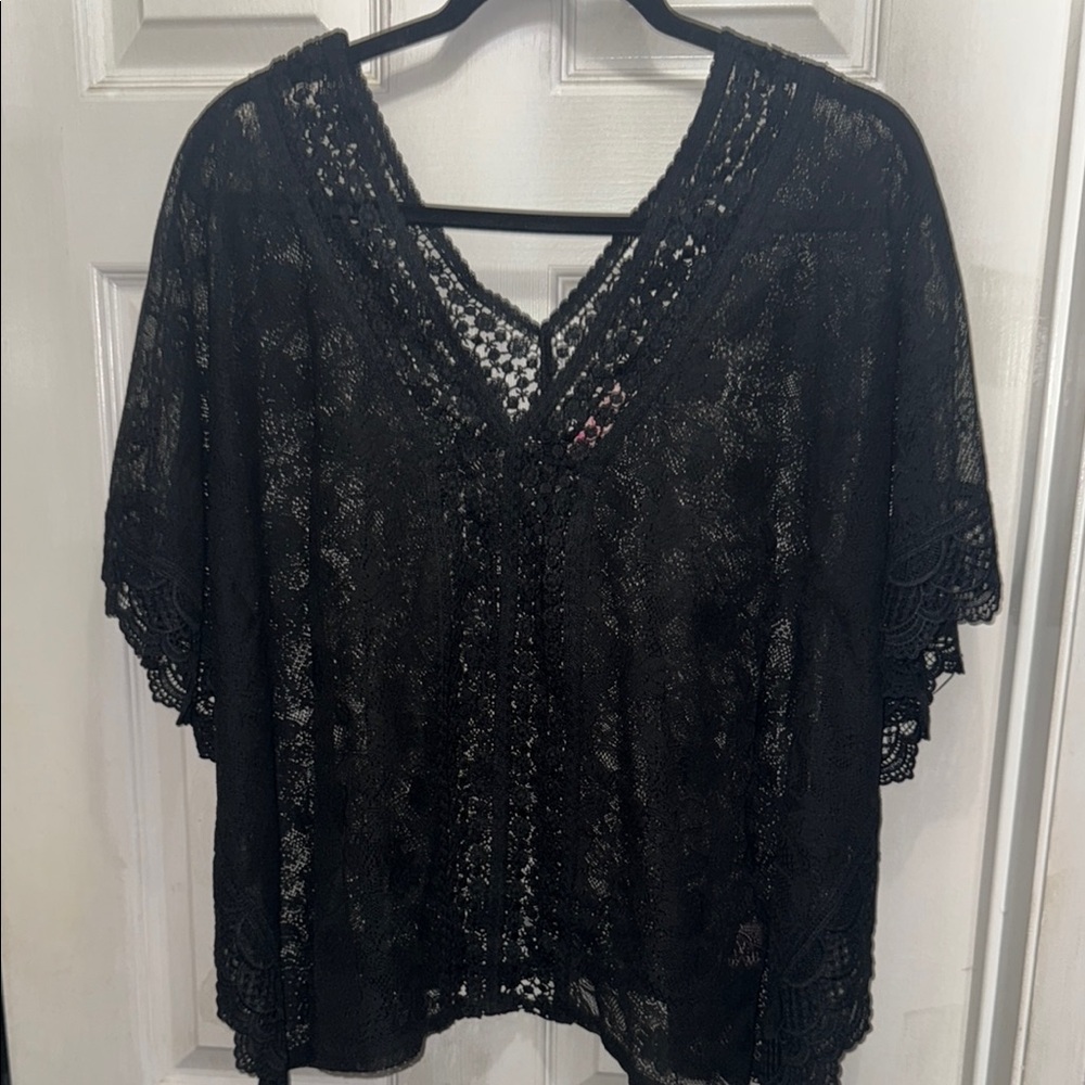 Candie's Black Lace Kimono Blouse
